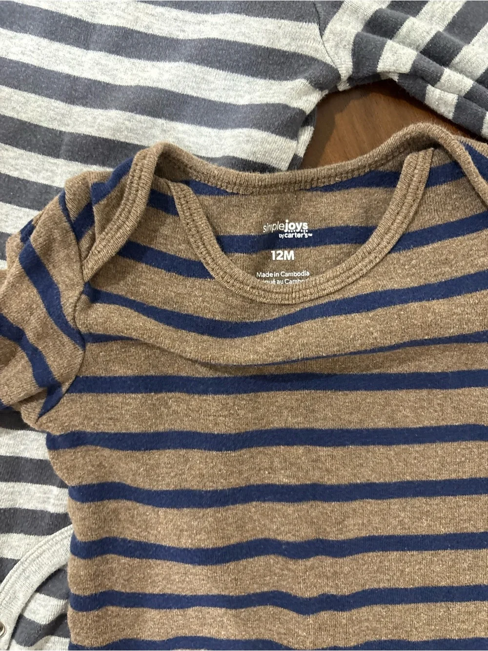 Two Striped Long-Sleeve Baby One-Piece Bodysuits